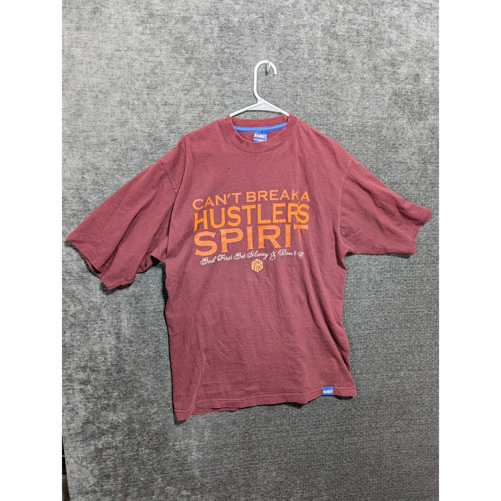 Bad Boy Hustlers Spirit Graphic T-Shirt Mens Large Maroon God First Get Money